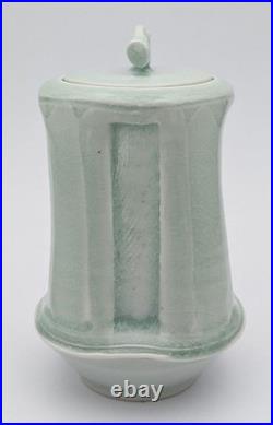 Joanna Howells Studio Pottery Celadon Covered Vase / Jar 20th Century Joanna Howells Studio Pottery Celadon Covered Vase / Jar 20th Century
