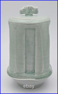 Joanna Howells Studio Pottery Celadon Covered Vase / Jar 20th Century Joanna Howells Studio Pottery Celadon Covered Vase / Jar 20th Century