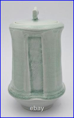 Joanna Howells Studio Pottery Celadon Covered Vase / Jar 20th Century Joanna Howells Studio Pottery Celadon Covered Vase / Jar 20th Century