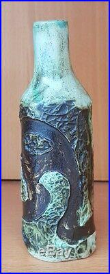 John Beusman Rare Green Borax Carn Pottery Bottle Vase Cornish Troika Era 1960s
