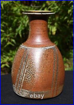 John Jelfs Studio Cotswold Pottery Ceramic Soda Fired Large Bottle 10.25 tall