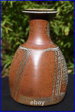 John Jelfs Studio Cotswold Pottery Ceramic Soda Fired Large Bottle 10.25 tall