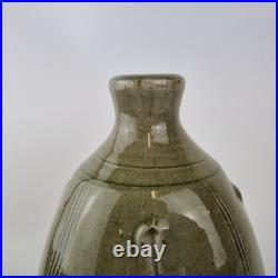 John Jelfs Studio Pottery Vase Celedon Style Ground Crackle Glazed 22.5cm High