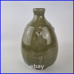 John Jelfs Studio Pottery Vase Celedon Style Ground Crackle Glazed 22.5cm High