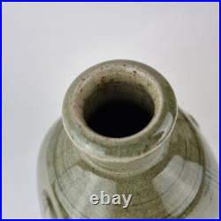 John Jelfs Studio Pottery Vase Celedon Style Ground Crackle Glazed 22.5cm High