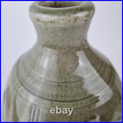 John Jelfs Studio Pottery Vase Celedon Style Ground Crackle Glazed 22.5cm High
