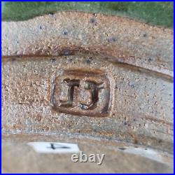 John Jelfs Studio Pottery Vase Celedon Style Ground Crackle Glazed 22.5cm High