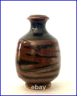 John Leach Studio Pottery Stoneware Tenmoku Vase Muchelney Pottery Personal Seal