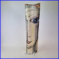 Jonathan Cox Signed Studio Pottery Vase Painted With Face 49cm High
