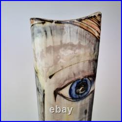 Jonathan Cox Signed Studio Pottery Vase Painted With Face 49cm High