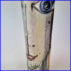 Jonathan Cox Signed Studio Pottery Vase Painted With Face 49cm High