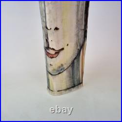 Jonathan Cox Signed Studio Pottery Vase Painted With Face 49cm High