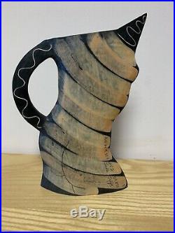 Jude Jelfs British Modernist Studio Pottery Figural Vase Jug in a Striped Dress