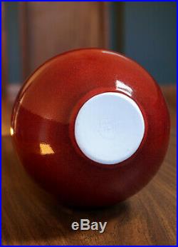 Justin Teilhet Studio Pottery Vase Vessel Copper Red Glaze Wheel Thrown JT