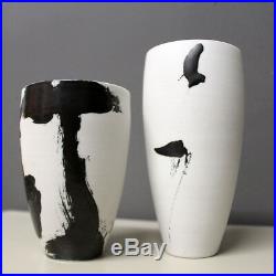Karin Bablok Studiokeramik Zwei Porzellan Vasen Gedreht German Studio Pottery