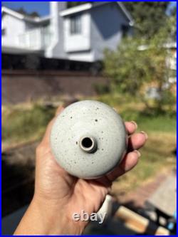 Kathryn Meyers Signed Studio Pottery Weed Pot Bud Vase Speckled Stoneware VT MCM