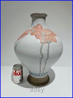 LARGE Michael Hawkins Port Isaac studio pottery vase sgraffito 43 cm Circa 1983