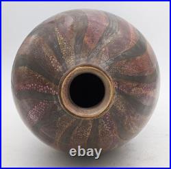 LARGE SUTTON TAYLOR'CINNABAR' LUSTRED FLAME STUDIO POTTERY BOTTLE VASE c1980