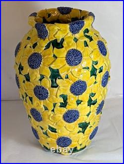 LARGE Vanessa Hogge 1991 British Studio Pottery Sunflowers Vase