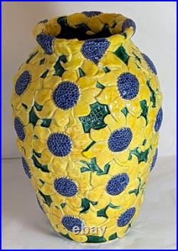 LARGE Vanessa Hogge 1991 British Studio Pottery Sunflowers Vase