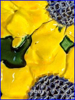 LARGE Vanessa Hogge 1991 British Studio Pottery Sunflowers Vase