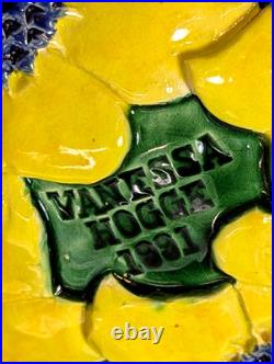 LARGE Vanessa Hogge 1991 British Studio Pottery Sunflowers Vase