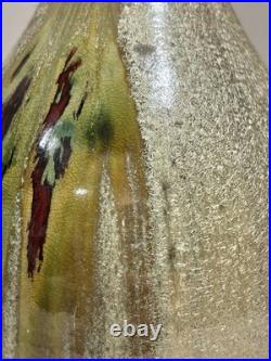 L Studio Pottery Vase Vintage MCM Fat Lava Metallic Glaze Brutalist Signed Art