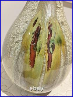 L Studio Pottery Vase Vintage MCM Fat Lava Metallic Glaze Brutalist Signed Art