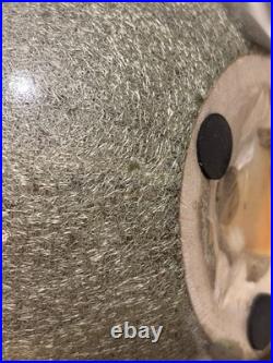 L Studio Pottery Vase Vintage MCM Fat Lava Metallic Glaze Brutalist Signed Art