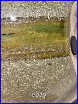 L Studio Pottery Vase Vintage MCM Fat Lava Metallic Glaze Brutalist Signed Art