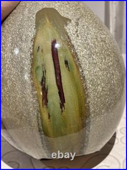 L Studio Pottery Vase Vintage MCM Fat Lava Metallic Glaze Brutalist Signed Art L Studio Pottery Vase Vintage MCM Fat Lava Metallic Glaze Brutalist Signed Art