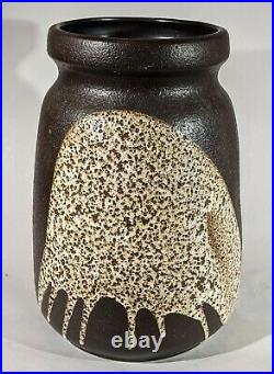 Lapid Art Pottery Israel MCM Splat Lava Glaze 10.75 Vase RARE Large Signed