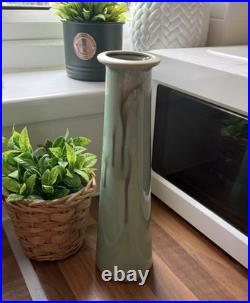 Large 10 Hand-Thrown Studio Art Pottery Vase Celadon Macro-Crystalline Signed