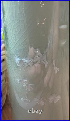 Large 10 Hand-Thrown Studio Art Pottery Vase Celadon Macro-Crystalline Signed