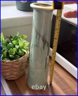 Large 10 Hand-Thrown Studio Art Pottery Vase Celadon Macro-Crystalline Signed