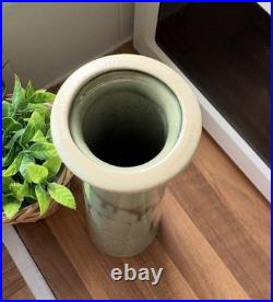 Large 10 Hand-Thrown Studio Art Pottery Vase Celadon Macro-Crystalline Signed