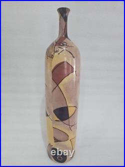 Large 1970's studio vase abstract design HL 51 cm tall Chinese marks to base