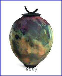 Large 22cm Frank Logan Copper Fumed Raku Studio Pottery Jar Vase SIMPLY STUNNING Large 22cm Frank Logan Copper Fumed Raku Studio Pottery Jar Vase SIMPLY STUNNING
