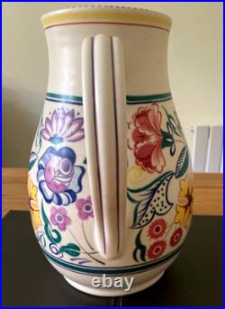 Large 29cm Poole Pottery Baluster Jug Hand Painted In CS Pattern By Gwen Haskins