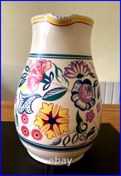Large 29cm Poole Pottery Baluster Jug Hand Painted In CS Pattern By Gwen Haskins