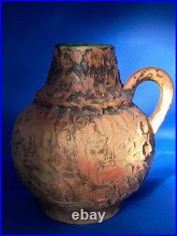 Large 33cm Vintage 1970s Brutalist Studio Pottery Jug (3kg) Volcanic Lava Glaze