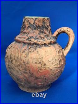 Large 33cm Vintage 1970s Brutalist Studio Pottery Jug (3kg) Volcanic Lava Glaze