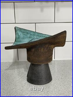 Large Abstract Clive Brooker Studio Pottery Grainy Brown & Turquoise Glazed Vase Large Abstract Clive Brooker Studio Pottery Grainy Brown & Turquoise Glazed Vase