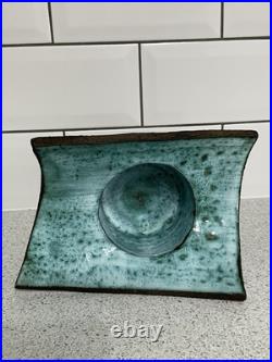 Large Abstract Clive Brooker Studio Pottery Grainy Brown & Turquoise Glazed Vase Large Abstract Clive Brooker Studio Pottery Grainy Brown & Turquoise Glazed Vase