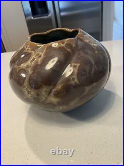 Large Bill Campbell Studio Art Pottery Vase Brown Crystalline Glazed