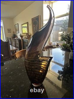 Large Czech 1960-70s Sommerso Glass Vase 50cm Amethyst Amber Hospodka Style MCM