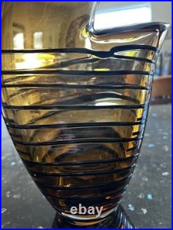 Large Czech 1960-70s Sommerso Glass Vase 50cm Amethyst Amber Hospodka Style MCM