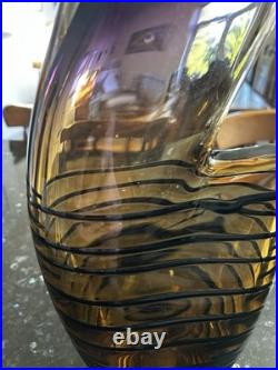 Large Czech 1960-70s Sommerso Glass Vase 50cm Amethyst Amber Hospodka Style MCM