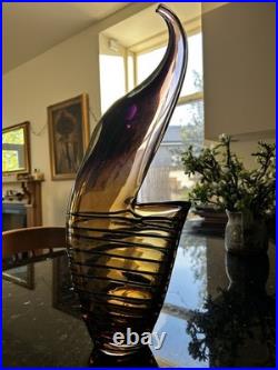 Large Czech 1960-70s Sommerso Glass Vase 50cm Amethyst Amber Hospodka Style MCM