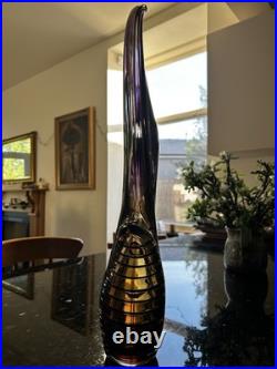 Large Czech 1960-70s Sommerso Glass Vase 50cm Amethyst Amber Hospodka Style MCM